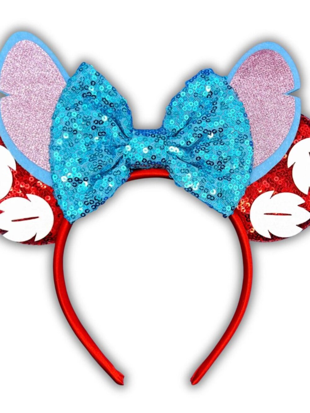 Stitch Inspired Boutique Mouse Ears Headband Sequin Bow Theme Park